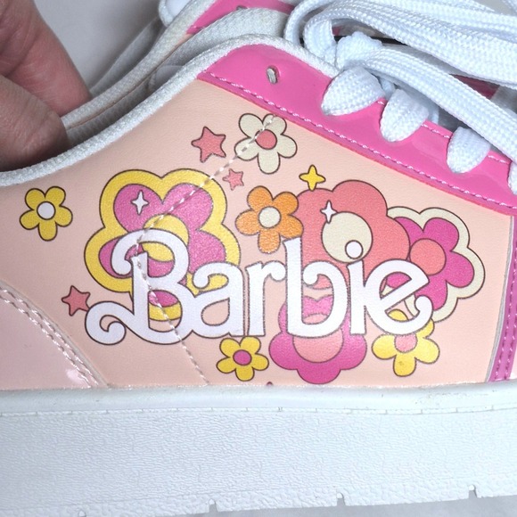 Barbie pink white lace up floral sneakers womens size 7 - Picture 16 of 16